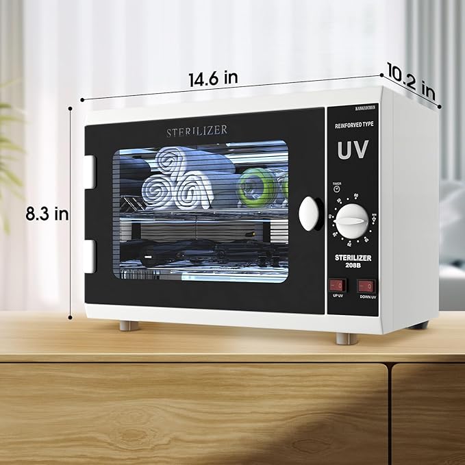 UV Sanitizer Cabinet. Dual Lamp UV Light Sanitizer Box with Timer Setting Suitable for Cleaning of Various Items