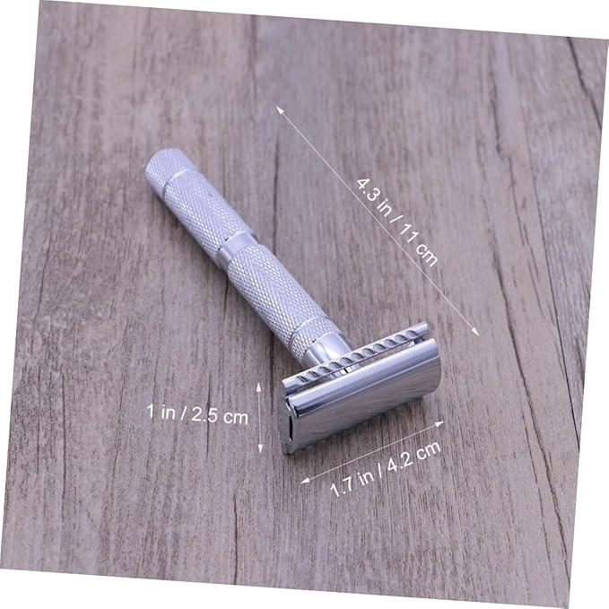 FRCOLOR 3pcs Safety Razor Double Blade Men Shaving Tool Stainless Steel Smooth Shave