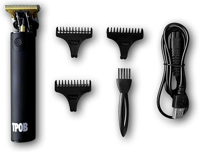 TPOB Ghost Beard Trimmer Hair Clippers for Men Professional Hair Trimmer Zero Gapped T-Blade Trimmer Cordless Rechargeable Edgers Clippers Electric Beard Trimmer Shaver (Ghost Blackout)