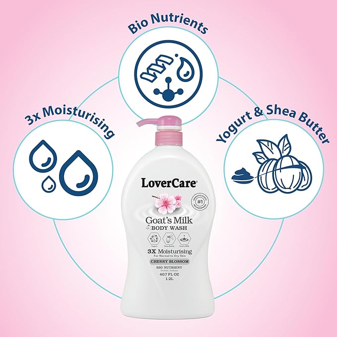 LoverCare Goat's Milk Cherry Blossom Moisturizing Body Wash 40.7 Fl.Oz - Single…