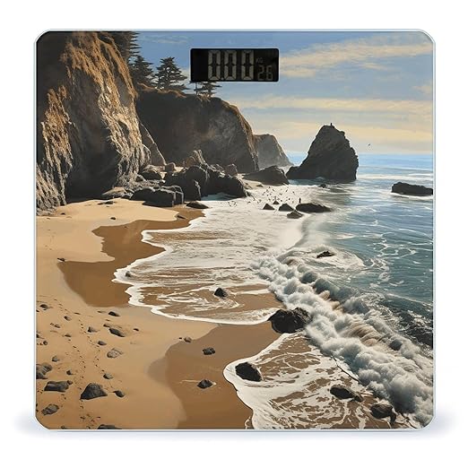 Beach on The Pacific Coast Smart Scale for Body Weight Accurate Bathroom Scale with LED Display Digital Weight Scales Weighing Machine High Precision Scales for Bath Home