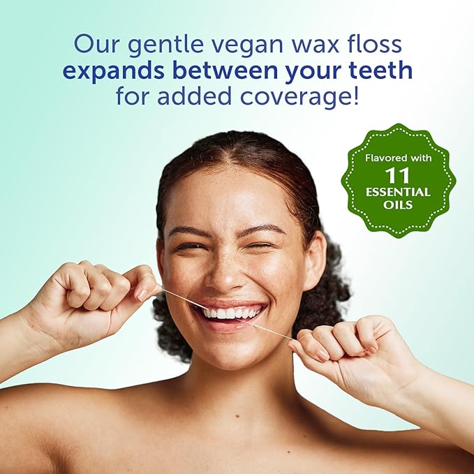 Eco-Dent GentleFloss Dental Floss Waxed Mint - Floss with Vegan Plant-Based Wax Recyclable Cardboard Packaging 100 Yds Ea (Pack of 6)