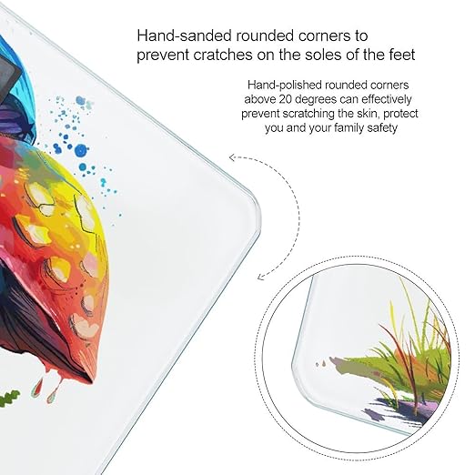 Colored Mushrooms Scale for Body Weight Highly Accurate Digital Bathroom Body Scale Digital Bathroom Scales for People Anti-Slip Large LCD Display Smart Scales