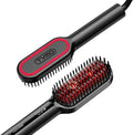 TYMO Hair Straightener Brush - Upgraded Ionic Compact Straightening Brush for Women with Wave-Design Bristles Fast Smooth Styling Lightweight Hot Comb &amp Travel Flat Iron 1 Billion Ions Black