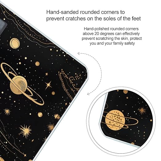 Gold and Silver Space Themed Bathroom Scale Rounded Smart Scale for Body Weight Automatic Power On/Off Weight Scales Accurate Bathroom Digital Scales for Pet Home Bedroom Kitchen