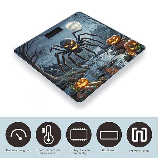 Pumpkin Ghost Night Scale for Body Weight Highly Accurate Digital Bathroom Body Scale Digital Bathroom Scales for People Anti-Slip Large LCD Display Smart Scales