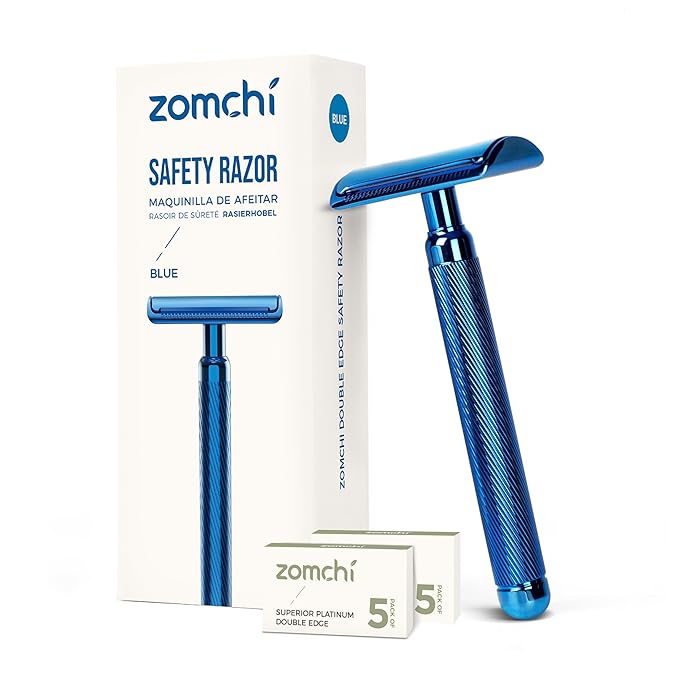 Precise Blue Metal Razor with Silver Blade Disposal Box