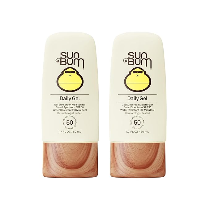 Sun Bum Daily SPF 50 Clear Gel Face Sunscreen - Broad Spectrum Moisturizing Facial Sunscreen with Vitamin E - Vegan and Hawaii 104 Act Compliant (Without Octinoxate &amp Oxybenzone) - 1.7 oz (Pack of