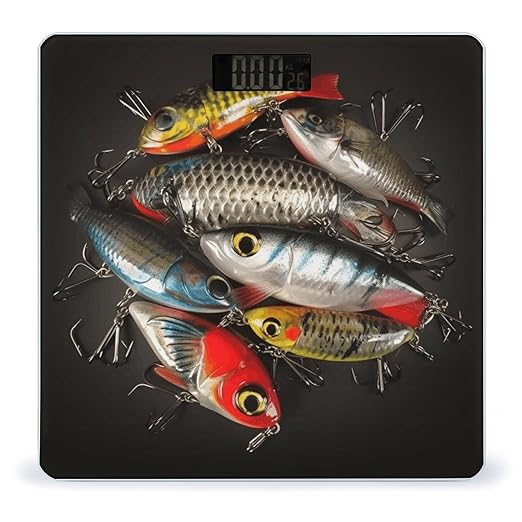 Fishing Bait Bathroom Scale Large LCD Backlight Display Digital Scale Rounded Corners Body Scales Automatic Power On/Off Bathroom Scales for Home Bedrooms