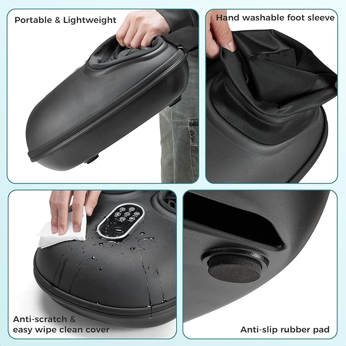 OLIXIS Foot Massager Machine with Heat Shiatsu Deep Kneading Feet Massager with Air Compression 6 Modes Foot Massager for Plantar Fasciitis Pain Relief Gifts for Women Men