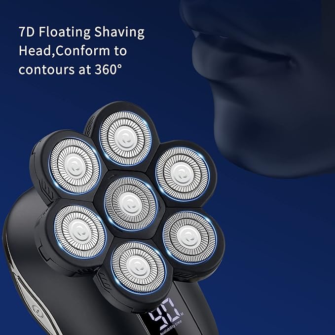 Electric Head Shavers for Bald Men Head Razor for Men with Nose Hair Sideburns Trimmer LEDTravle Lock
