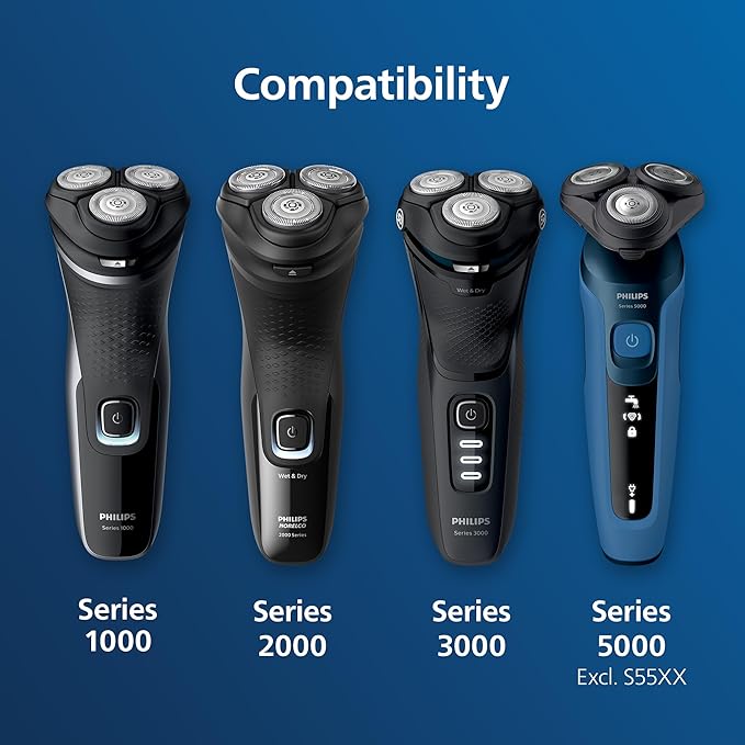 Philips Norelco SH30/52 Genuine Shaving Heads Compatible with Philips Shavers Series 1000 2000 3000 and 5000 Powerful Performance Self-Sharpening 3 Pieces Model SH30/52