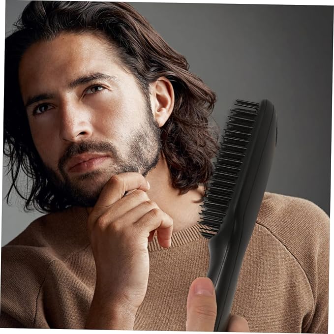 Mikinona Straightening Brush for Men Multi Functional Beard and Hair Styler with Temperature Settings Technology Safe Heating Tool for Smooth and Shiny