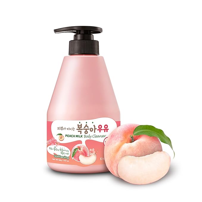 WELCOS Kwailnara Peach &amp Oat Milk Body Wash Set – Nourishing &amp Soothing Korean Skincare Duo with Vitamin C &amp Milk Proteins 560g / 19.75oz Each