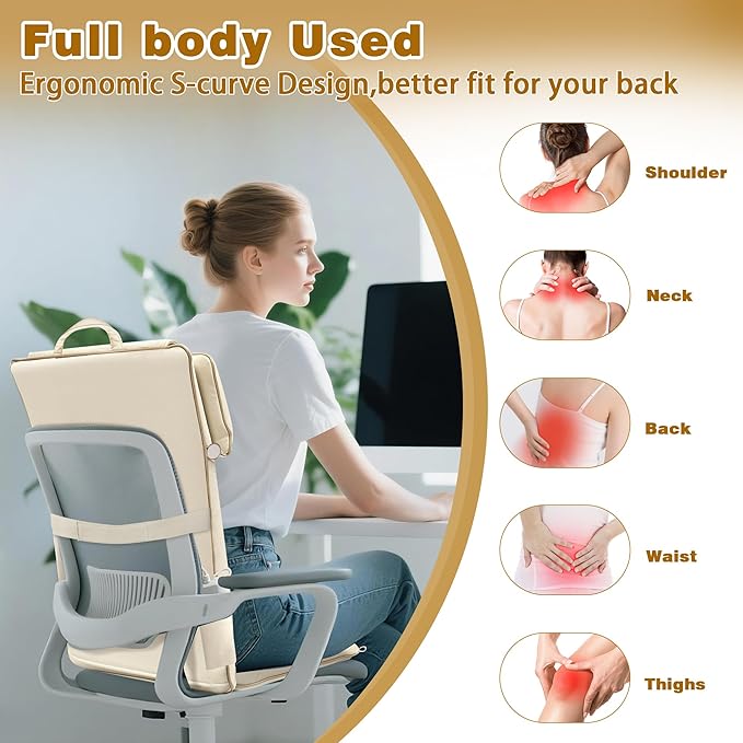 Joyset Shiatsu Neck and Back Massager for ChairRolling Up and Down Back Massager with Heat4D Kneading for Pain Relief Deep TissuePortable Spot Massage Chair Pad Gifts for DadMomFriend