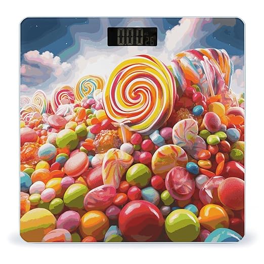 Rainbow Candy Scale for Body Weight Anti-Slip Digital Bathroom Scale Sturdy Toughened Glass Weighing Scales High Precision Safe Rounded Corners Smart Scales