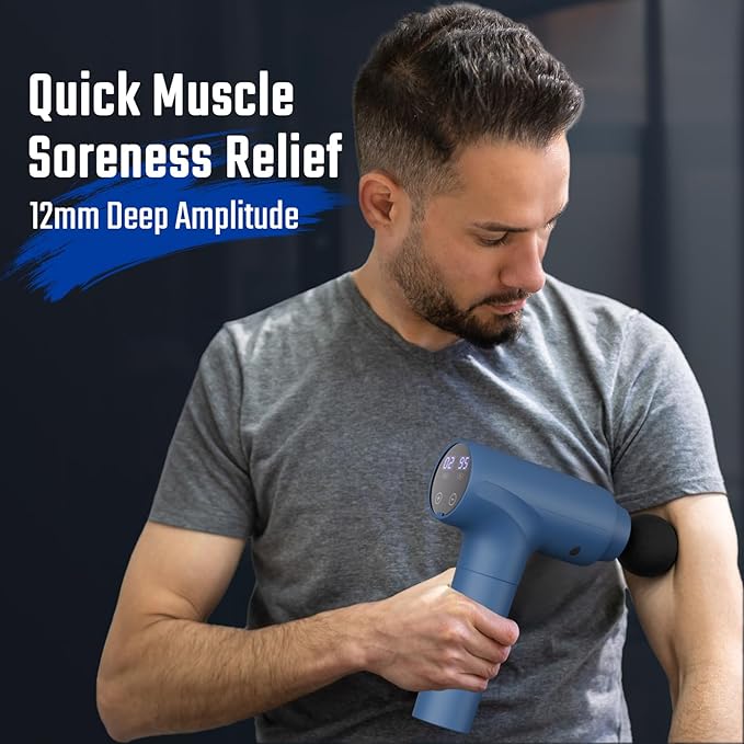 cotsoco Massage Gun Deep Tissue Muscle Massage Gun Back Massager for Pain Relief 20 Speeds Handheld Electric Massager Tool with Silent Brushless Motor Suitable for Gym Office Home Travel