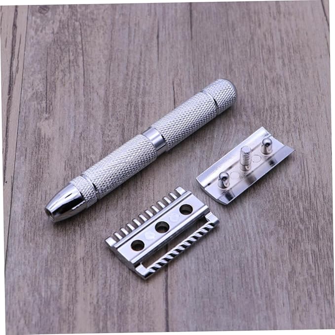 Baluue 2pcs Men Razor Safety Razor Stainless Steel Blade Double Shaver for Gentle Hair Removal