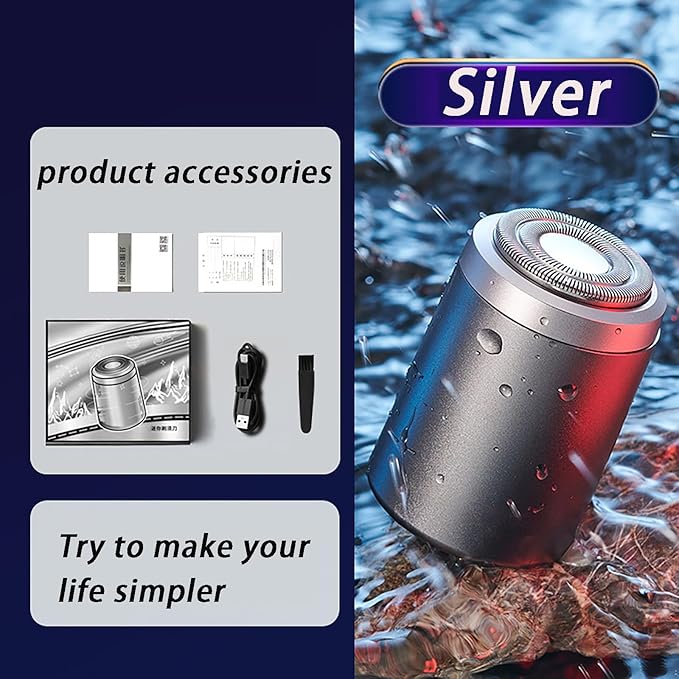 Generic Mini Portable Electric Shaver Electric Razor for Men Pocket Size for Car Travel (Silver)