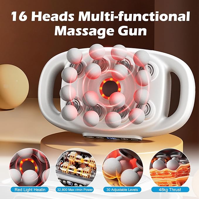 PakaLife 16-Drive 8-Head Massage Gun SetGift for HusbandProfessional Massage Gun Deep Tissue with Cupping Kit for Massage Therapy Back Massager for Pain Relief Deep Tissue (Black)