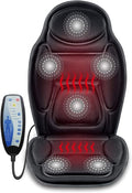 Snailax Massage Seat Cushion - Back Massager with Heat 6 Vibration Massage Nodes &amp 2 Heat Levels Massage Chair Pad for Home Office ChairBlack