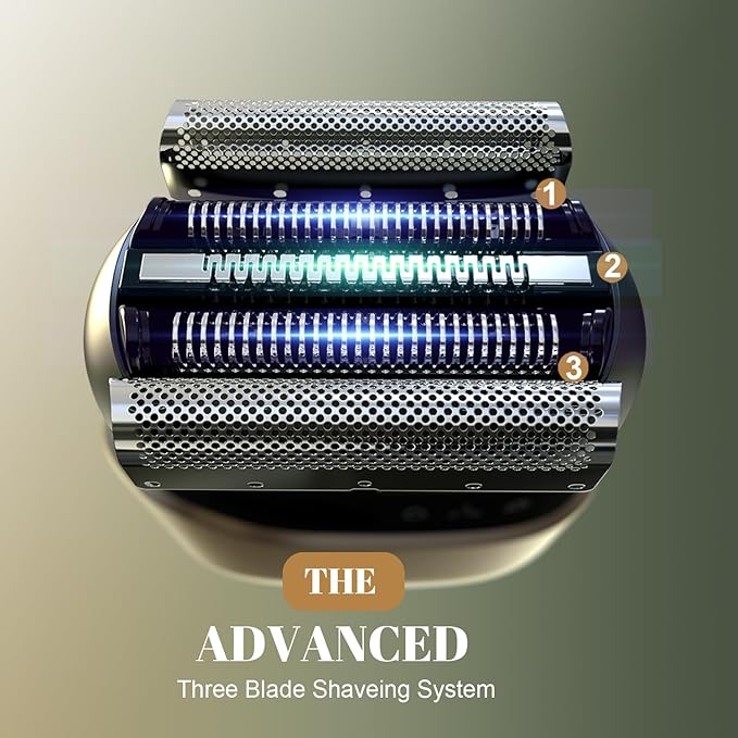 Electric Foil Shaver for Men: Cordless Electric Razor for Face &amp Beard - 3 Floating Blades 100-Min Runtime USB-C Fast Charge IPX7 Waterproof for TravelMatte Brown