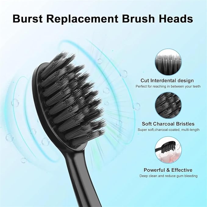 Compatible for Burst Seago 10PCS Whiting Bamboo Charcoal Replacement Toothbrush Heads - Fits S9 Adult Toothbrushes(20pcs)