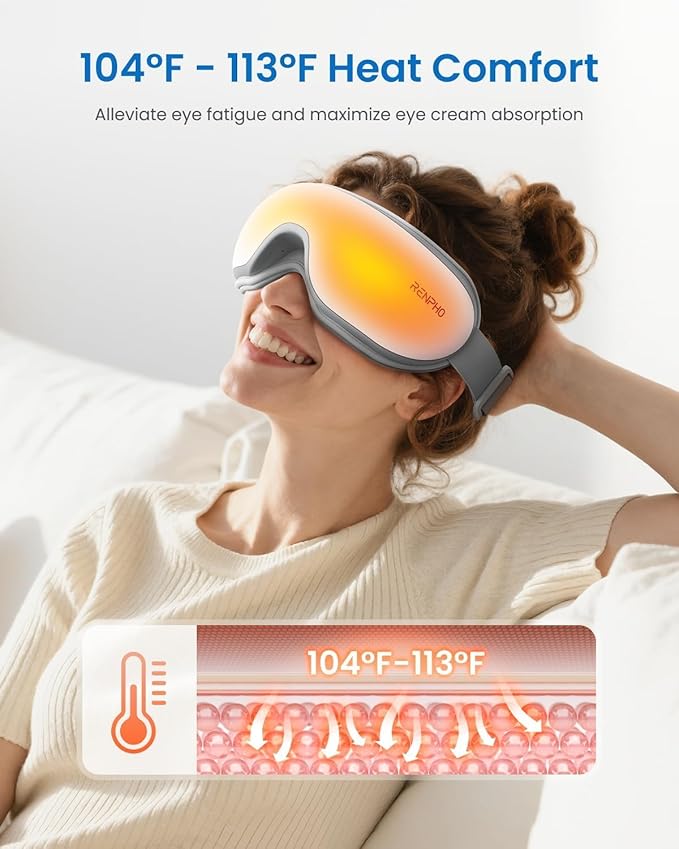 RENPHO Eye Massager with Heat Mothers Day Birthday Gifts for Mom Women Men Her FSA Eligible HSA Eye Mask for Migraine ReliefSleep Mask for Dry Eyes Relax Reduce Strain for Men Dad Eyeris 1