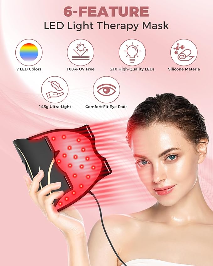 Red Light Therapy Mask for Face LED Face Mask Light Therapy with Remote Portable Infrared Light Therapy Skin Care Device with Timer Function for Home &amp Travel