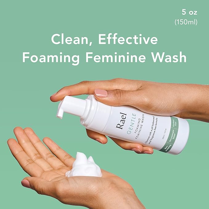 Rael Feminine Care Wash &amp Wipes Bundle - pH-Balance Artificial Fragrances Free Vegan Cruelty-Free/Foaming Feminine Cleansing Wash (5oz 2 Pack) &amp Flushable Feminine Wipes (10 Count Pack of