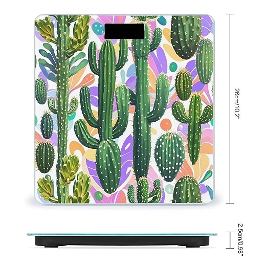 Cactus and Other Patterns Scale for Body Weight Smart Scales Digital Bathroom Scale High Precision Weighing Scales with Large Display Weighing Machine for People