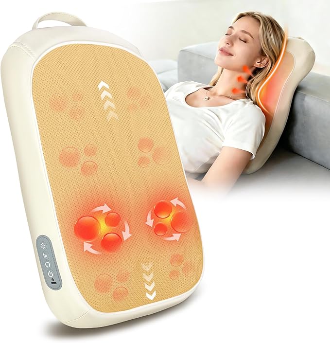 Shiatsu Back and Neck Massager for Pain Relief Deep Tissue Up and Down Rolling Back Massager with Heat Cordless Kneading Massage for Office Home Car Birthday Gifts for Women Men Mom Dad