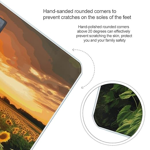 Sunflower Field Sunset Scale with LCD Easy-to-Read Anti-Slip Weight Digital Bathroom Scale Precision Weighing Scales Sturdy Tempered Glass Body Weight Scales for Daily Use