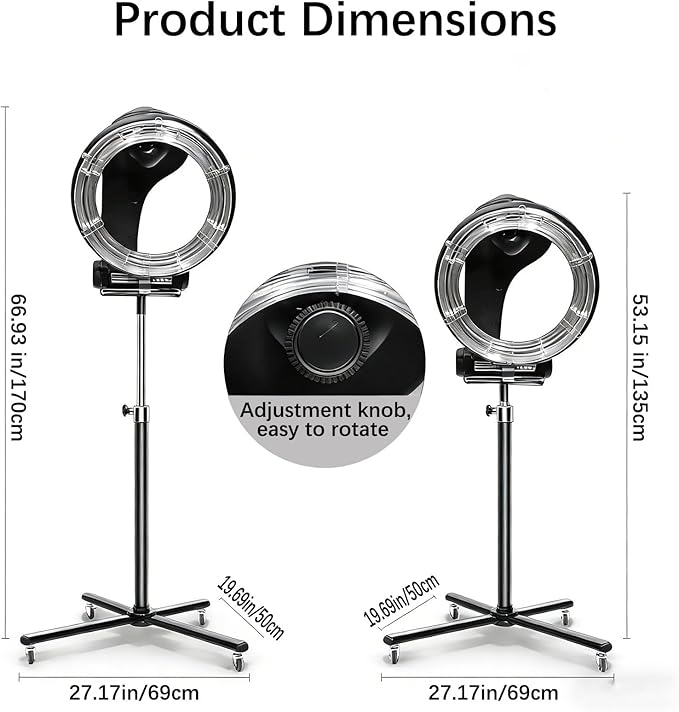 Salon Hair Dryer Standing Hair Dryer Digital Screen with Wheels Multi-Function Panel 360° Surround Function Suitable for Hair Salons and Homes