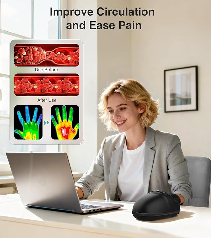 Medcursor Hand Massager - Hand Massager with Heat and Compression for Carpal Tunnel and Stiff Joints Pain Relief from Wrist to Palm and Finger Gifts for Women Men (Rechargeable)