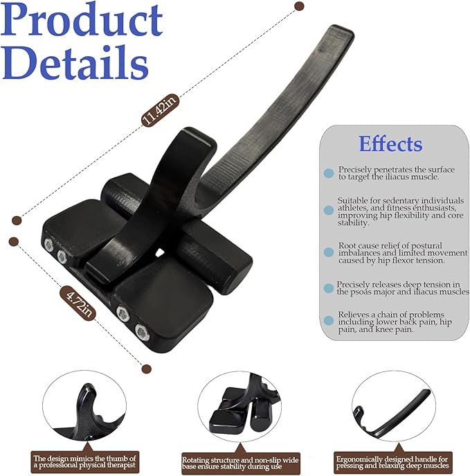 Psoas Release Tool-Hip HookHip Flexor Release Tool&ampIliacus Muscle Release Tool-Back Stretcher Tool to Relieve Lower Back PainHip Tightnessand Fatigue Caused by Overexertion or Prolonged Sitting