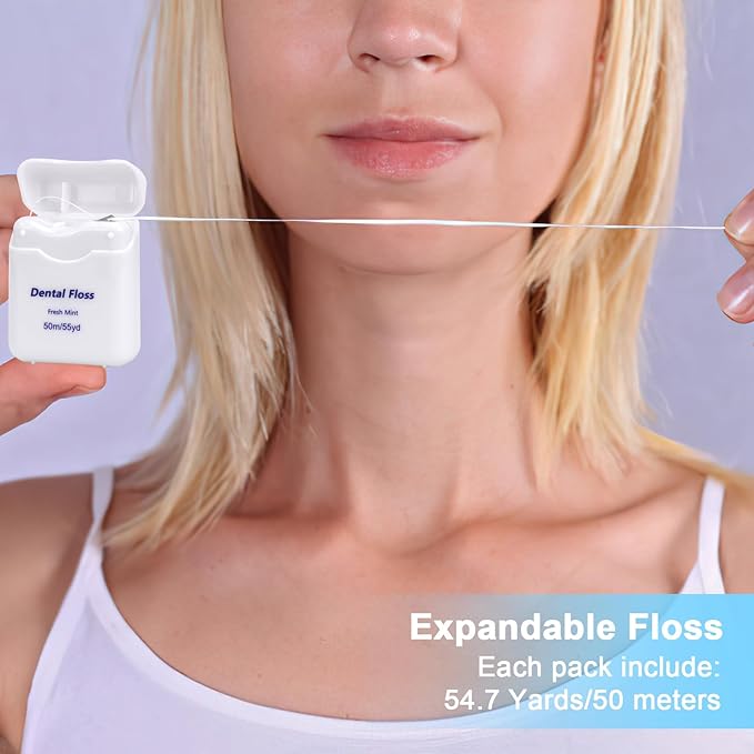 100 Pack Dental Floss Bulk Mint Flavored Floss Travel Oral Care Dental Floss for Adults Teeth and Gum Protection Each 164 ft/ 50 Meters(White)