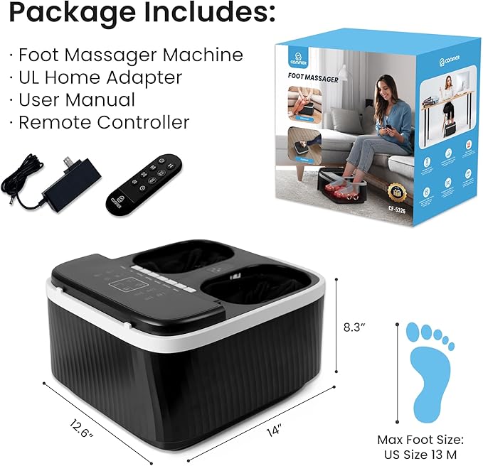 COMFIER Shiatsu Foot Massager with Heat for Neuropathy Plantar Fasciitis Feet Massage Machine with Deep Kneading Rolling Compression and Remote Control