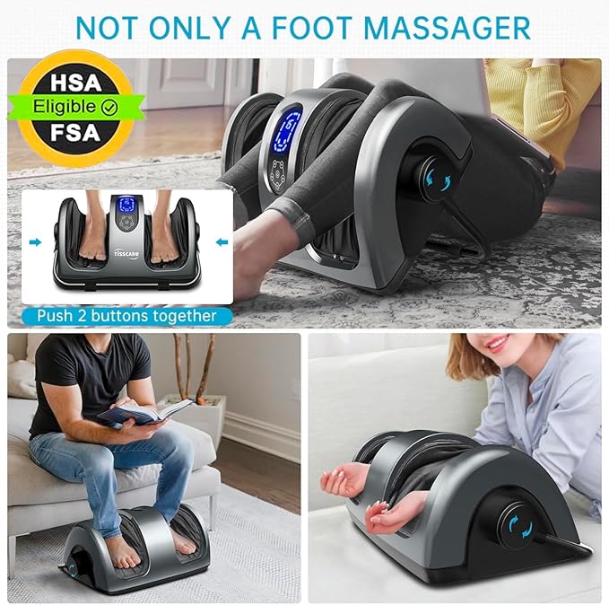 TISSCARE Shiatsu Foot Massager with Heat FSA Eligible HSA Foot Massager for Plantar Fasciitis Neuropathy Circulation and Pain Relief Massage Feet at Home/Office Gift for Men and Women