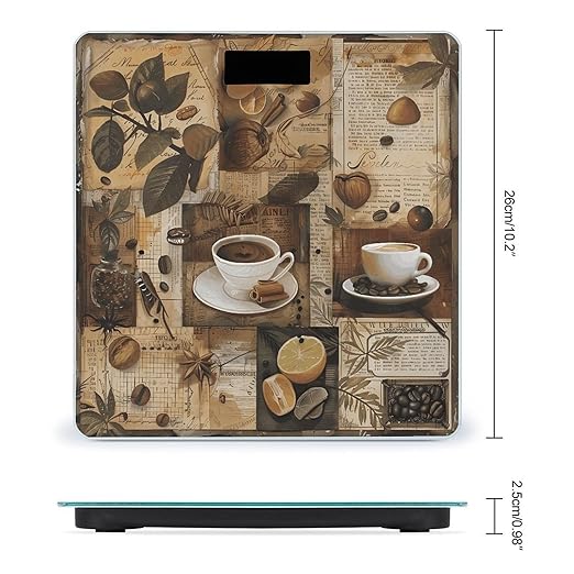 Coffee Collage Digital Bathroom Scale for Body Weight Weighing Scale with Backlit LCD Display High Precision Measurements &amp Measures Weight Up to 180kg