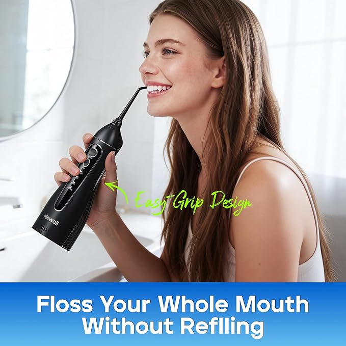 Nicwell Water Dental Flosser for Teeth - 4 Modes &amp 11 Pressure Settings Cordless Portable Oral Irrigator IPX7 Waterproof Rechargeable with 5 Tips for Braces Cleaning Travel Deep Teeth Cleaning
