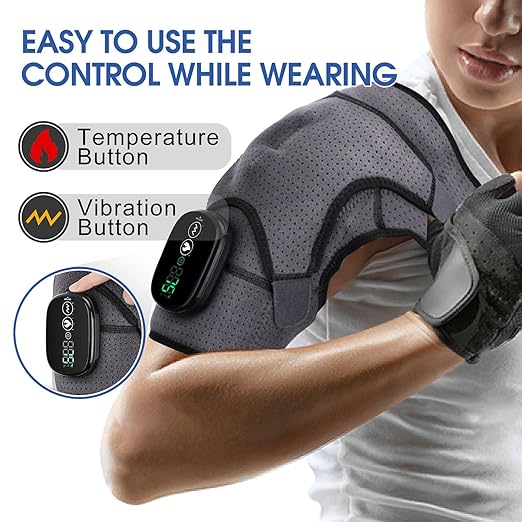 Cordless Shoulder Heating Pad Heated Shoulder Wrap with Vibration Shoulder Massager Heated Shoulder Brace for Women Men FSA Approved Products