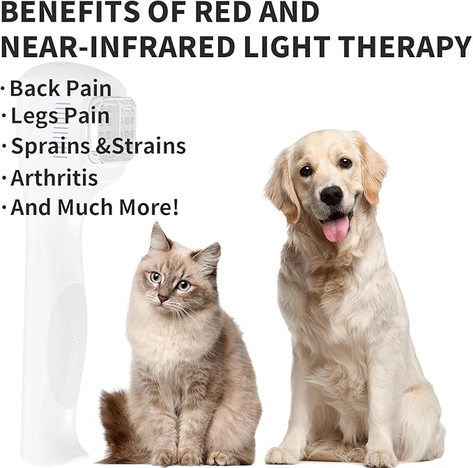 Pet Red Light Therapy Device for Dogs &amp Cats Deep Penetrating Dual-Wavelength LED 16 Red Chips and 16 Infrared Chips for Pain Relief Healing Arthritis – Handheld Vet-Grade Home Use