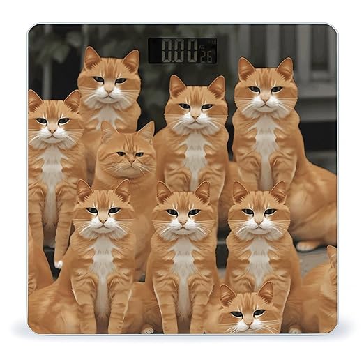 Digital Bathroom Scale for Body Weight Scale with Bright LCD Display High Accuracy Step-On Technology Auto On/Off Orange Cats Digital Scales 400 Lbs /180kg