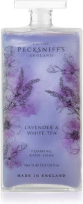 Pecksniff’s Lavender &amp White Tea Foaming Bath Soak – Luxury Bubble Bath 1L / 33.8 fl oz Made in England