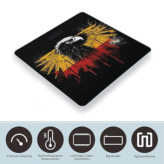 Digital Bathroom Scale for Body Weight Scale with Bright LCD Display High Accuracy Step-On Technology Auto On/Off Germany Flag Eagle Digital Scales 400 Lbs /180kg