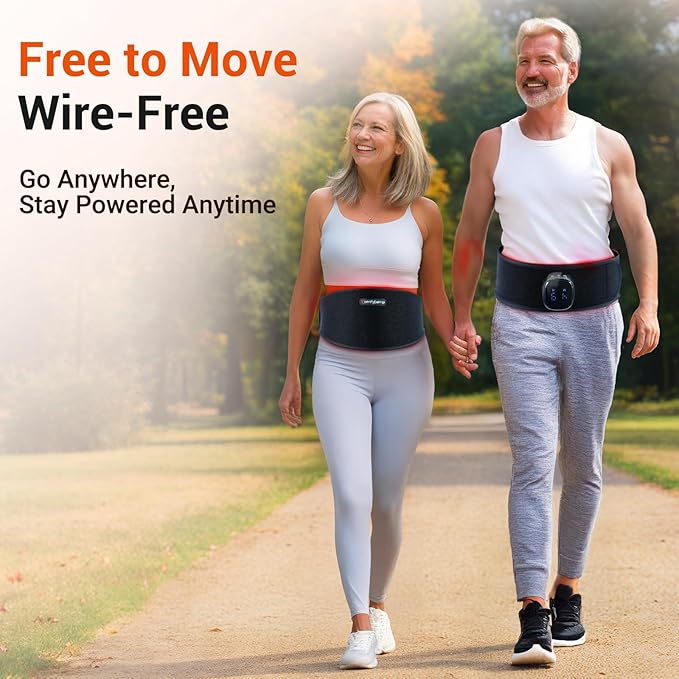 Comfytemp 5000mAh Portable Red Light Therapy Belt for Body Wearable Near Infrared Light Therapy Wrap 13W Light Wrap for Waist Belly Lower Back Joint Muscle 50''x7''