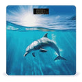 Swimming Dolphin in Blue Sea Weight Scale Digital Electronic Scales Bathroom Scale Larg LCD Backlight Display High Precision MeasurementsTempered Glass