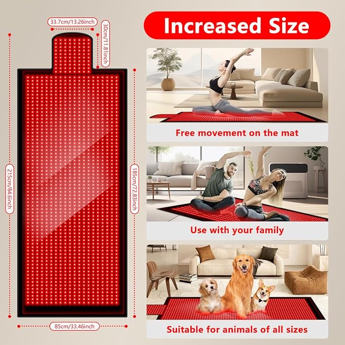 Large Red Light Mat for Full Body 84.6''X33.4'' with 1400Pcs LEDs Red Light Pad Red Light Devices at Home