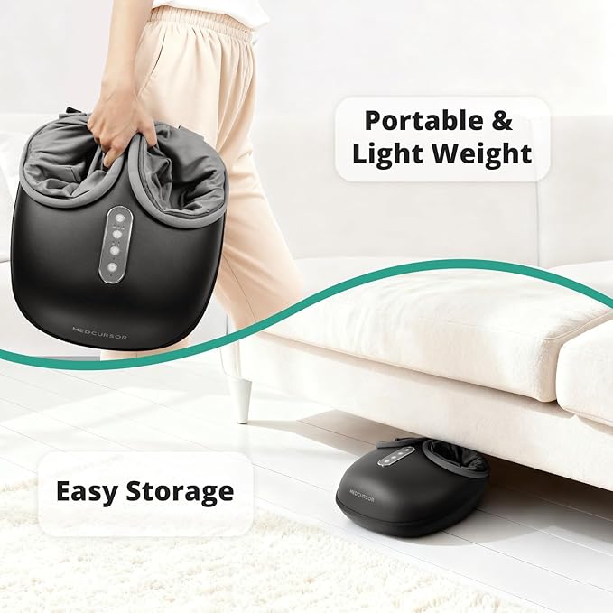 Medcursor Foot Massager with Heat - Shiatsu Feet Massage Machine Delivers Relief for Tired Muscles &amp Plantar Deep Kneading Therapy Multi-Level Settings for Home Office Use Size up to 13